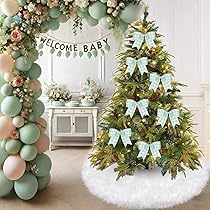 tiosggd White Faux Fur Mini Christmas Tree Skirt, 30 Inches Luxury